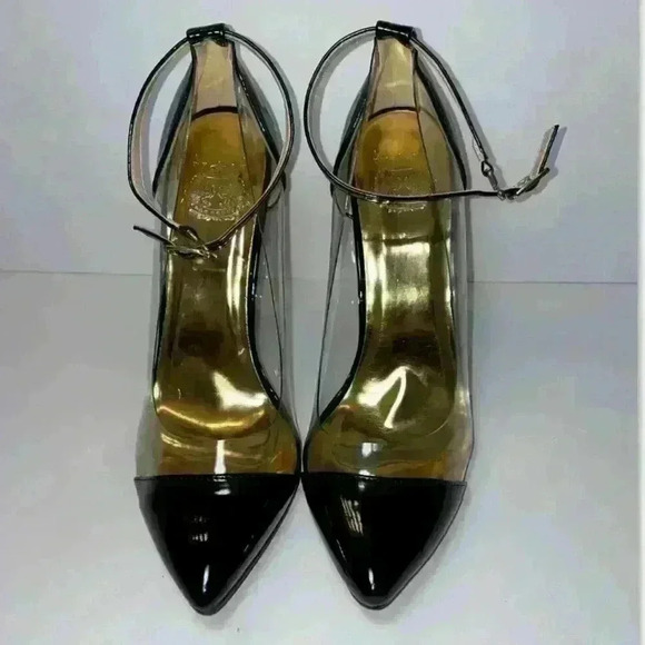 NEW Cape Robbin black gold ankle strap heel 4.5 pointed toe Size 8.5 minor flaws - Picture 13 of 14